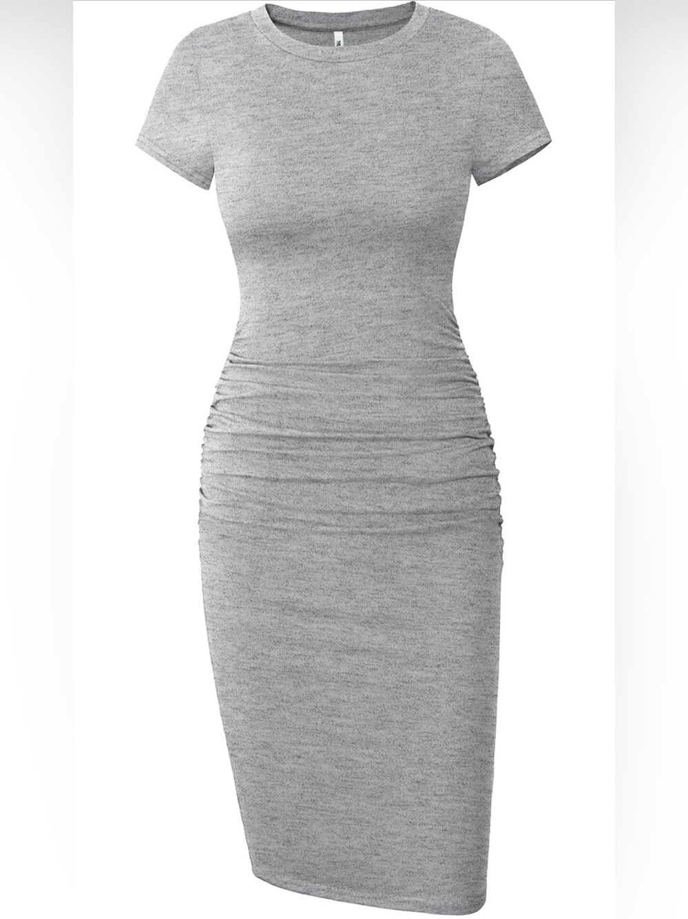 Missufe Classic Heather Gray Ruched Side Midi Dress (XL)